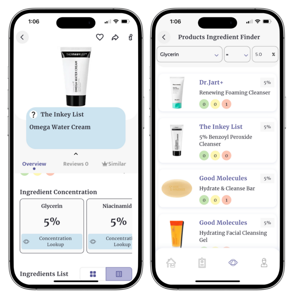 Skincare dupes that has 5% Glycerin like the The Inkey List Omega Water Cream